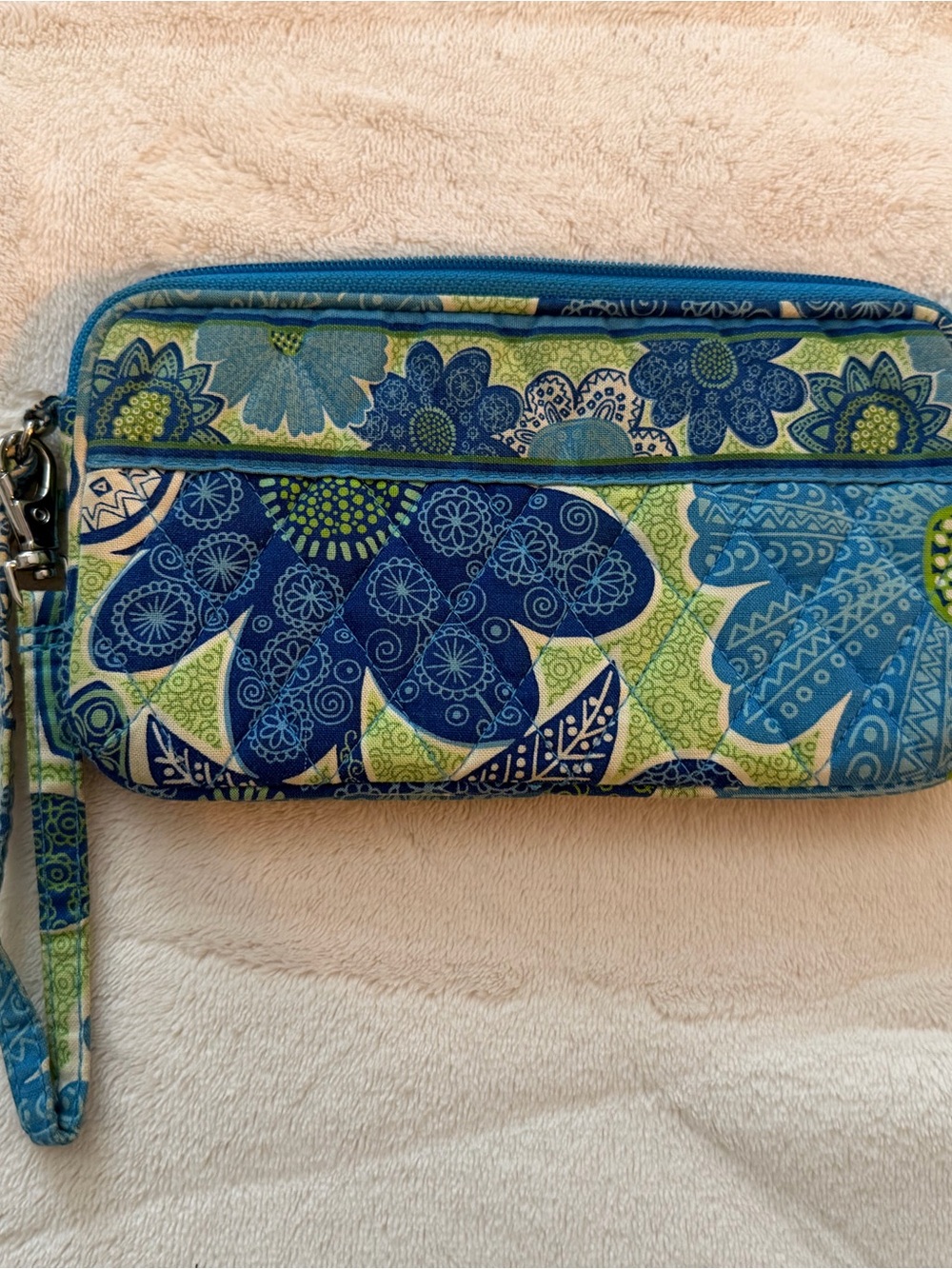 Vera Bradley Blue & Green Floral Wristlet